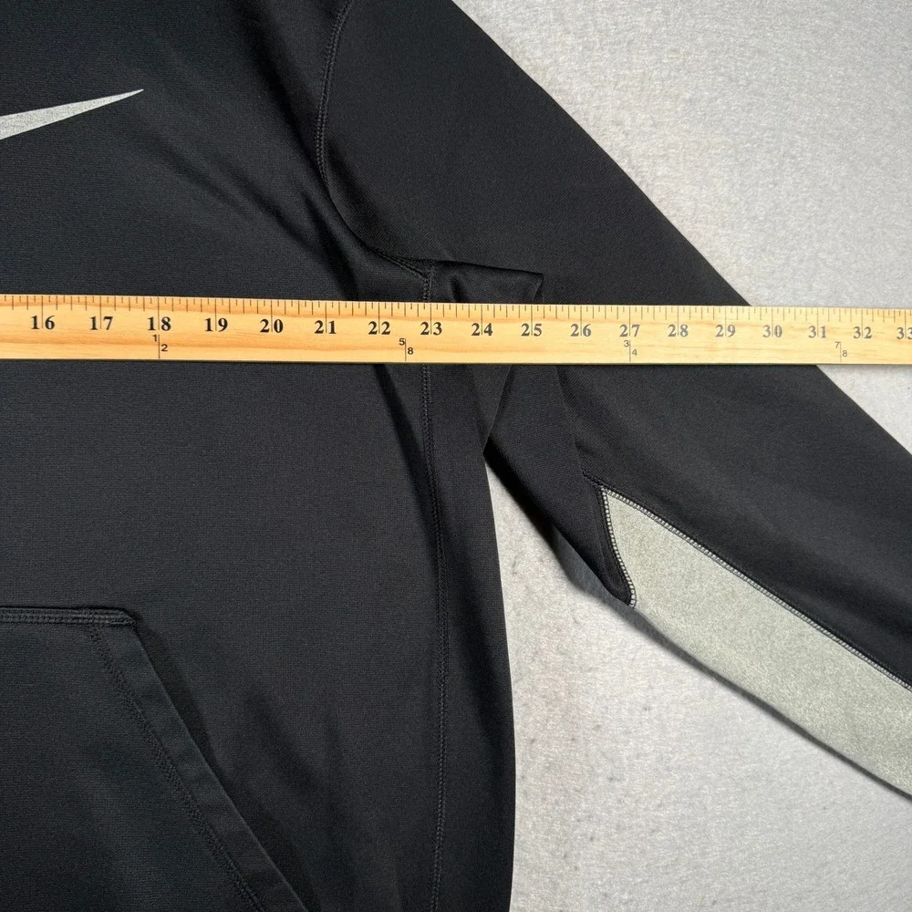 Nike‎ Therma-FIT Hoodie Mens Large Black Silver Swoosh Pullover 480085-010